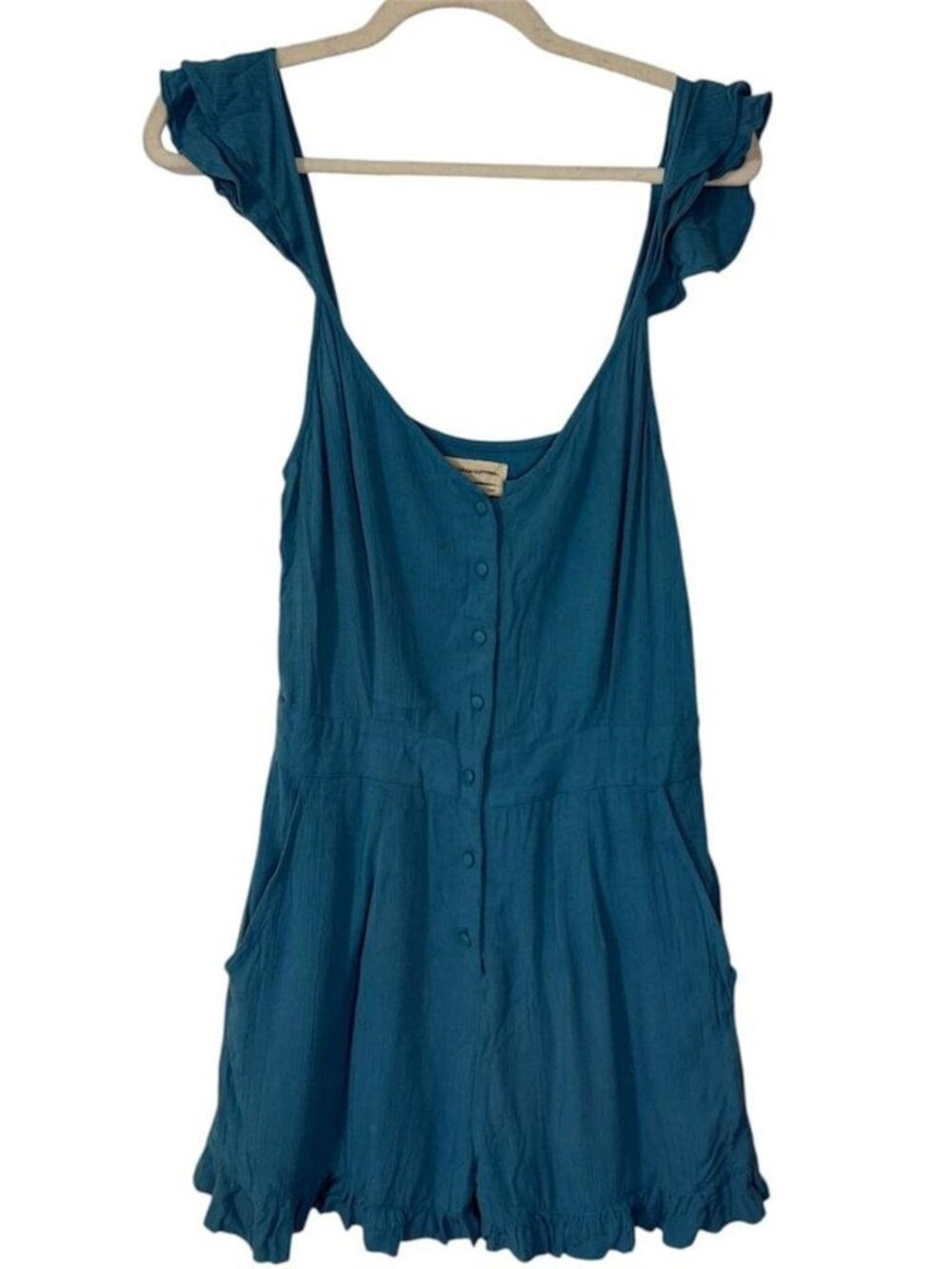 Urban Outfitters Norma Button Down Blue Romper Size Medium - Picture 3 of 8